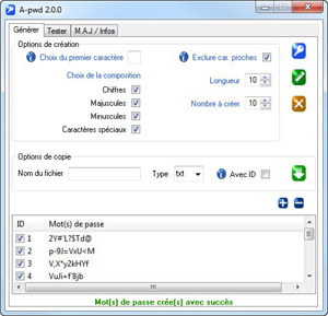 Capture d'ecran du logiciel A-pwd 2.1.2 fr