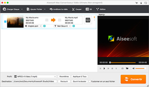 Capture d'ecran du logiciel Aiseesoft Convertisseur Vidéo Gratuit 2.0.30 fr - macOS