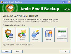 Capture d'ecran du logiciel Amic Email Backup 2.0 fr
