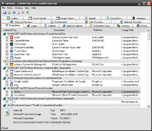 Capture d'ecran du logiciel Microsoft Autoruns 14.11