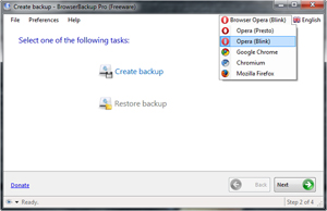 Capture d'ecran du logiciel BrowserBackup 9.0.0.0 fr