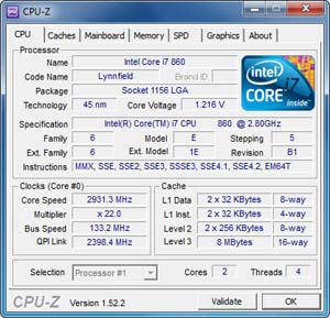 Capture d'ecran du logiciel CPU-Z 2.19