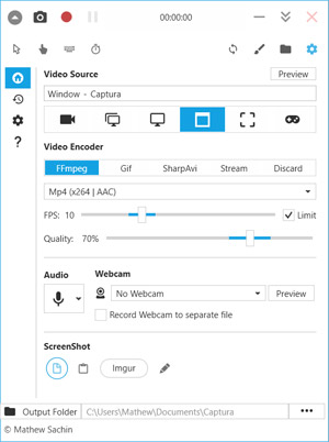 Capture d'ecran du logiciel Captura 9.0.0b4 fr