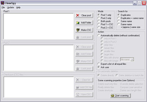 Capture d'ecran du logiciel CloneSpy 3.43