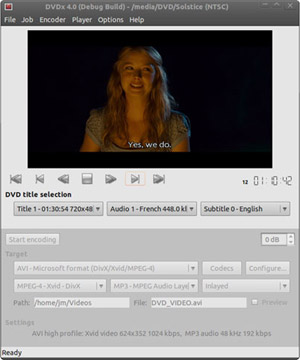 Capture d'ecran du logiciel Dvdx 4.0.1.0 fr - Linux
