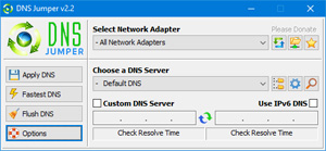 Capture d'ecran du logiciel DNS Jumper 2.3 fr