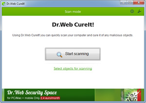 Capture d'ecran du logiciel Dr.Web CureIt! 12.6.202309050 fr