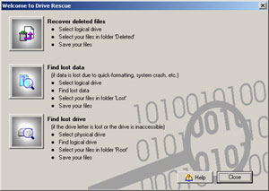 Capture d'ecran du logiciel Drive Rescue 1.9d fr