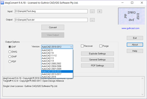 Capture d'ecran du logiciel dwgConvert 2024 A.11