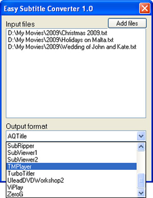 Capture d'ecran du logiciel Easy Subtitle Converter 1.2 fr