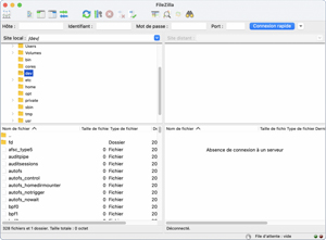 Capture d'ecran du logiciel FileZilla 3.70.4 fr - macOS