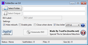 Capture d'ecran du logiciel Folder2Iso 3.1