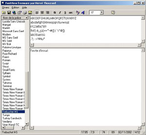 Capture d'écran du logiciel Fontview 3.3 fr