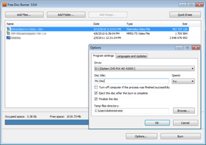 Capture d'ecran du logiciel DVDVideoSoft Free Disc Burner 3.0.66.823 fr