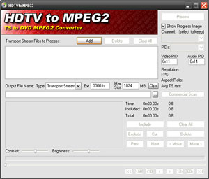 Capture d'ecran du logiciel HDTV to MPEG2 1.11.94