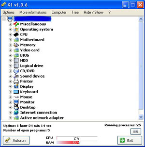 Capture d'ecran du logiciel K1 1.0.6