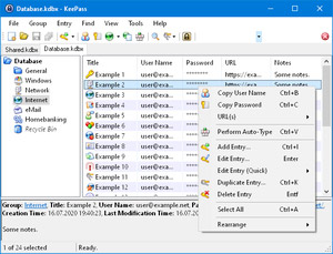 Capture d'ecran du logiciel KeePass Password Safe 2.61.1 fr