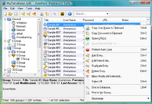 Capture d'ecran du logiciel KeePass Password Safe Portable 2.61.1 fr