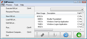 Capture d'ecran du logiciel KillProcess 2.44
