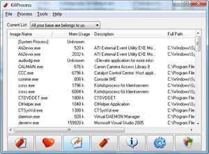 Capture d'ecran du logiciel KillProcess Portable 2.44