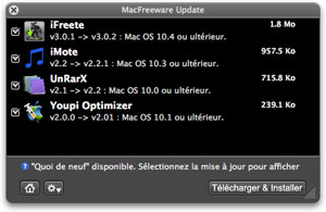 Capture d'ecran du logiciel MacFreeware Update 1.2.7 fr