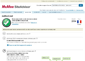 Capture d'ecran du logiciel McAfee SiteAdvisor 3.1.0.175 fr (IE)