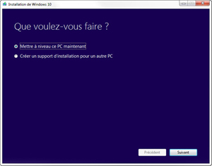 Capture d'ecran du logiciel Media Creation Tool 25H2 Build 10.0.26200.8655 fr