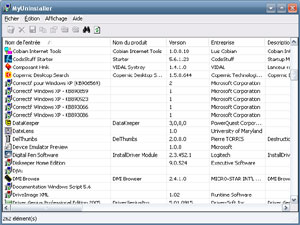 Capture d'ecran du logiciel MyUninstaller 1.77 fr