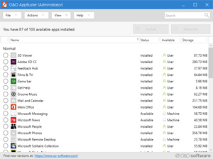 Capture d'ecran du logiciel O&O AppBuster 1.4.1345 fr