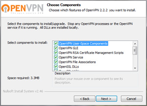 Capture d'ecran du logiciel OpenVPN 2.7.4-I001