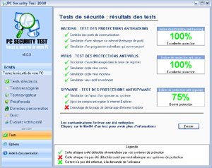 Capture d'ecran du logiciel PC Security Test 2013 13.0.1 fr