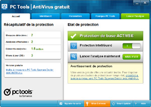 Capture d'ecran du logiciel PC Tools AntiVirus Free 2012 9.1.0.2898 fr