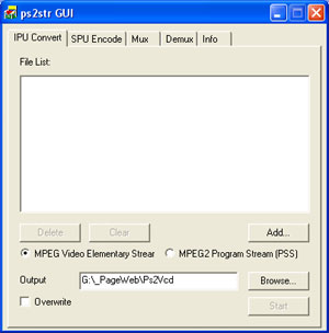 Capture d'ecran du logiciel PS2VCD 1.0