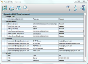 Capture d'ecran du logiciel PasswdFinder 1.0.0.25