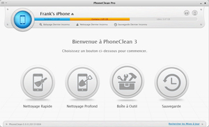 Capture d'ecran du logiciel PhoneClean 5.3.1 fr - Windows