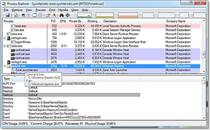 Capture d'ecran du logiciel Microsoft Process Explorer Portable 17.14