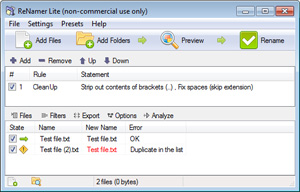 Capture d'ecran du logiciel ReNamer 7.9 fr