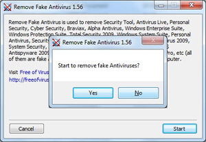 Capture d'ecran du logiciel Remove Fake Antivirus 1.99