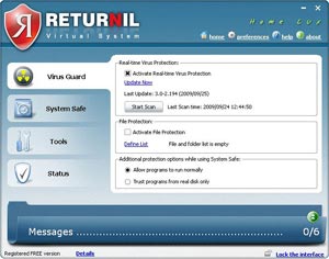 Capture d'ecran du logiciel Returnil Virtual System 2011 Home Free 3.2.12918.5857 fr