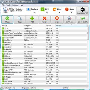 Capture d'ecran du logiciel SUMo 5.17.10.542 fr