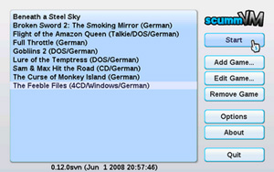 Capture d'ecran du logiciel ScummVM Wii 2026.1.0