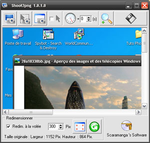Capture d'ecran du logiciel Shoot2Png 1.0.1.0 fr
