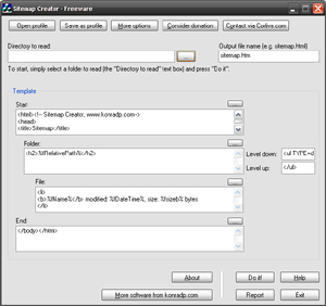 Capture d'ecran du logiciel Sitemap Creator 1.22