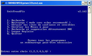 Capture d'ecran du logiciel SmitFraudFix 2.423 fr