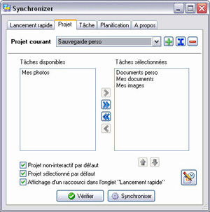 Capture d'ecran du logiciel Synchronizer 2.0c fr