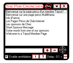 Capture d'écran du logiciel The Pub Cruncher 1.9 fr