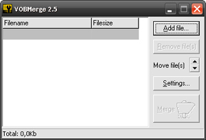 Capture d'ecran du logiciel VOBMerge 2.52