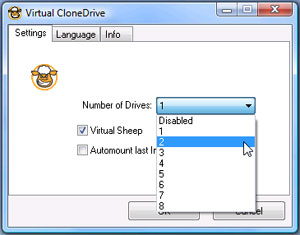 Capture d'ecran du logiciel Virtual CloneDrive 5.5.3.0