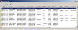 Capture d'ecran du logiciel WifiHistoryView 1.66 fr