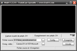 Capture d'ecran du logiciel WinDV 1.2.3 fr